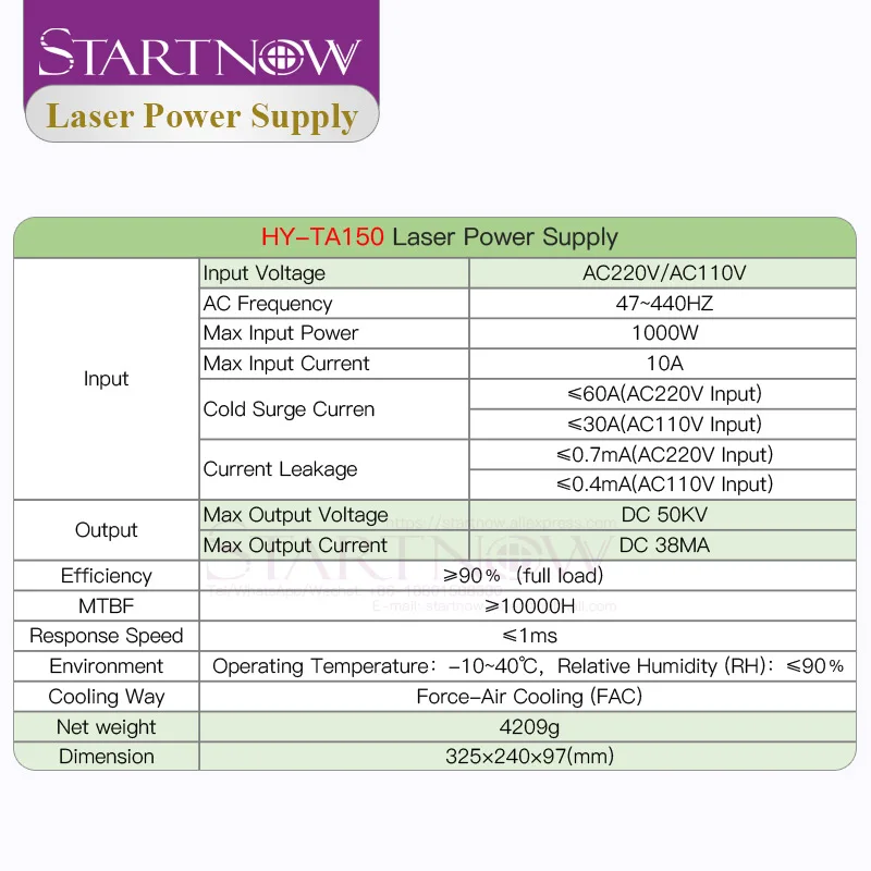 Imagem -06 - Startnow-máquina de Corte a Laser Co2 Fonte de Alimentação 110 220v Psu Peças Sobressalentes para 130w 150w Tubo Laser Co2