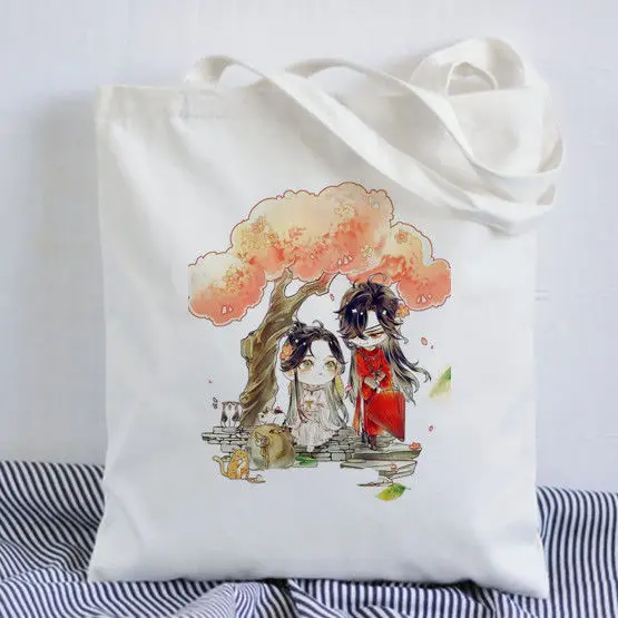 Tian Guan Ci Fu Anime พิมพ์กระเป๋านักช้อปกระเป๋า Tote Bag กระเป๋าสะพายผ้าใบขนาดใหญ่ College กระเป๋าถือ,drop Shipping