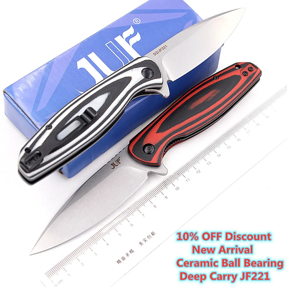 

JUFULE Ceramic Ball Bearing Flipper JF221 D2 Steel G10 Hunting Pocket Survival Tactical Outdoor EDC Tool Folding Camping Knife