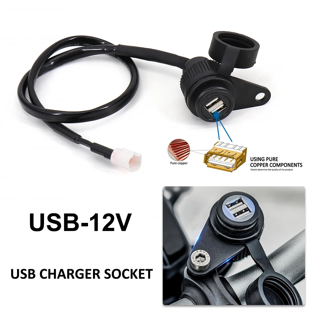 

NEW USB Socket Motorcycle Charger Waterproof Support phone 2017-2023 For YAMAHA MT09 MT07 XSR700 Tracer 700 Tenere 700 All years