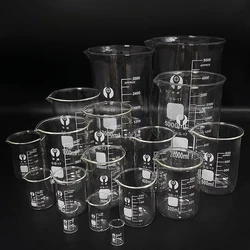 Kapazität 50ml-3000ml Niedrige Form Becher Chemie Labor Borosilikatglas Transparent Becher kolben Verdickt mit auslauf