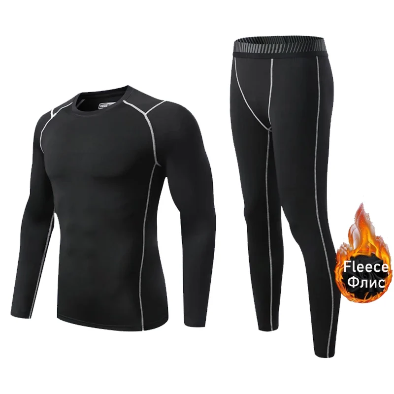 Männer Sport unterwäsche Fleece Thermal Compression Strumpfhosen ski Basis schicht Trainingsanzug kind Winter Thermische unterwäsche Laufen set