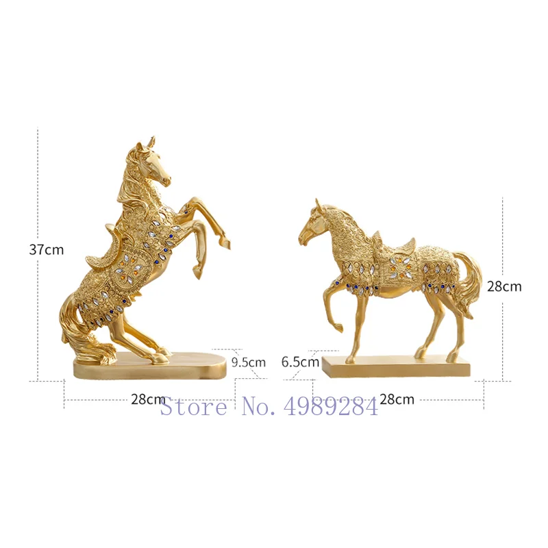 Imagem -05 - Criativo Resina Golden Horse Simulação Animal Gem Crystal Decorações Artesanato Modern Home Desktop Decoração Figurinhas em Miniatura