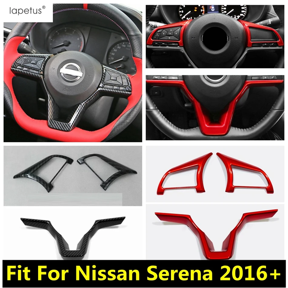 

Steering Wheel Button Frame Decoration Cover Trim Fit For Nissan Serena 2016 -2020 ABS Red / Carbon Fiber Interior Accessories