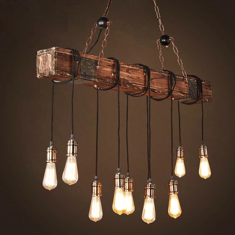 

Loft Wood Industrial Vintage Pendant Light For Restaurant Bedroom Bar Living Room Retro Wooden Hanging Lamp Lighting Suspension