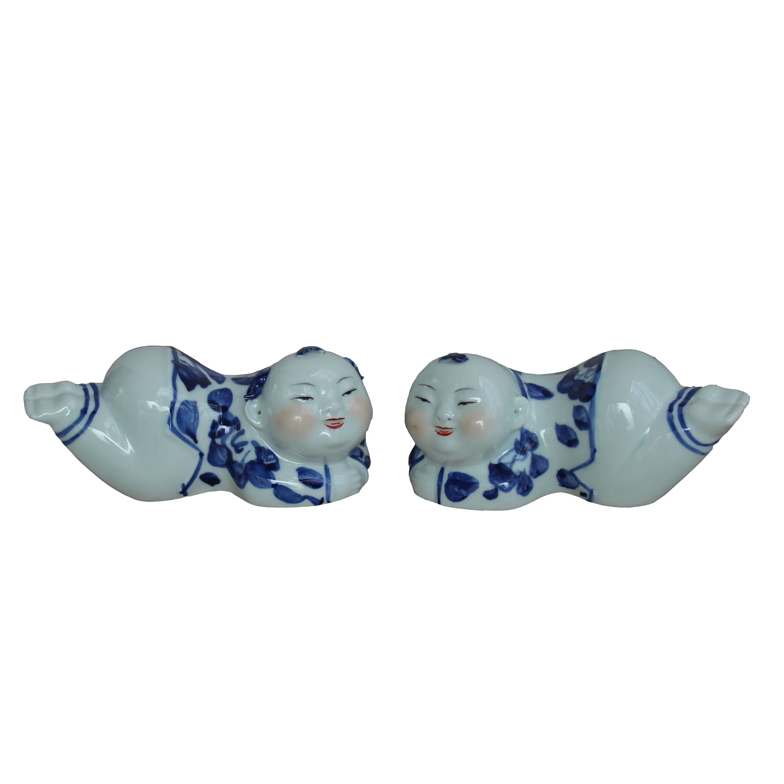 

Hand painted ceramic figurines, Blue and white