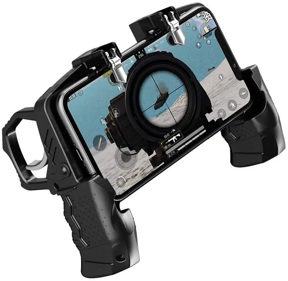 Pubg/call of duty/fortnite用k21モバイルゲームコントローラー、aim trigger fireボタンl1r1シューターセンシティブジョイスティック、ゲームパッド
