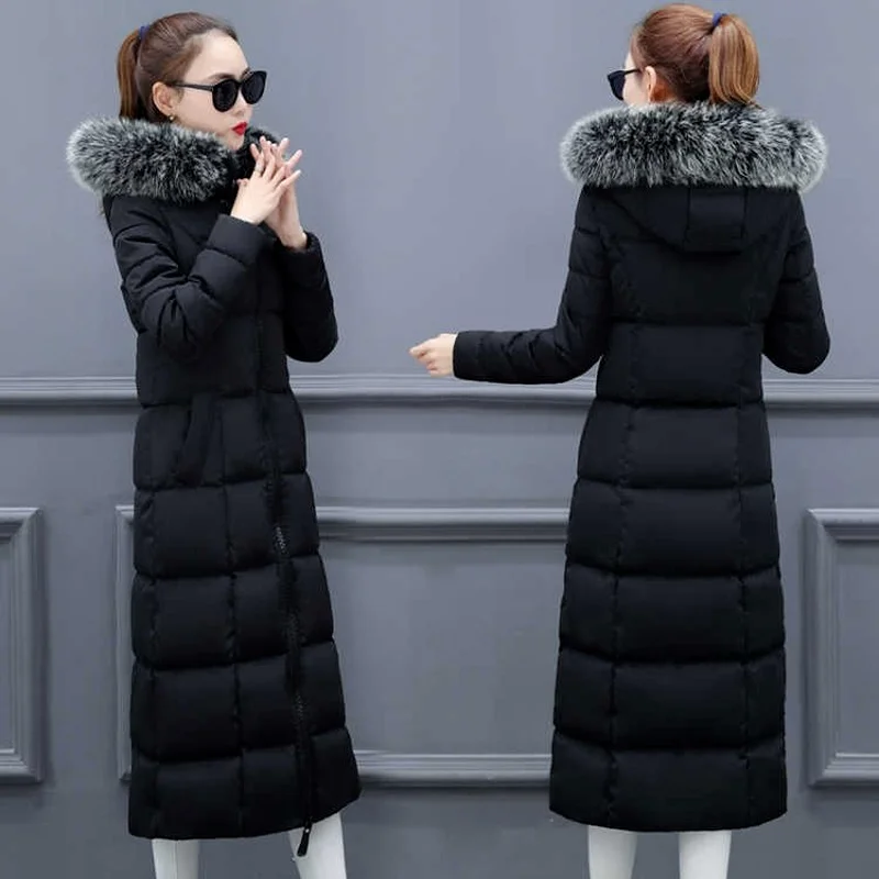 Down Jacket New Winter Coat Women's Trousers Over-the-knee Thickening Slim Over-the-knee Cotton Jacket Women