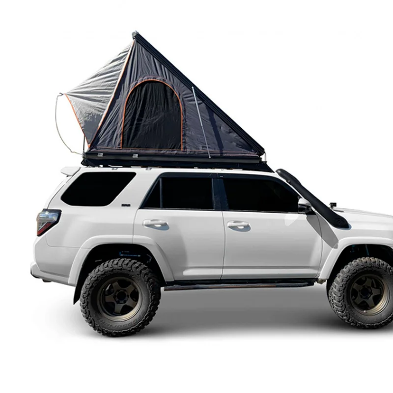 roof tent with aluminium shell in the outdoor