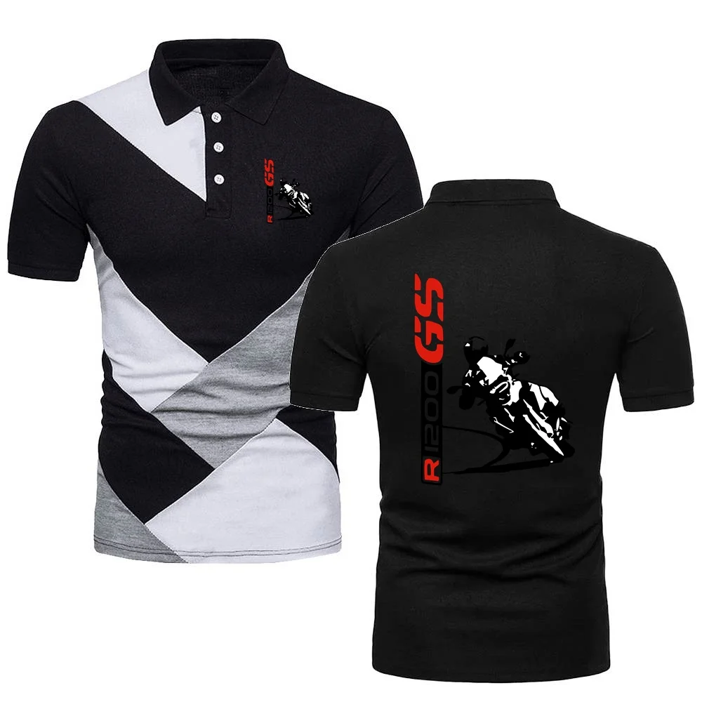 Polo Shirts Men TShirt Motorcycle Adventure Sport Tees R1200 GS Motorrad Military Style Short Sleeve Jersey Contrast Color Polo