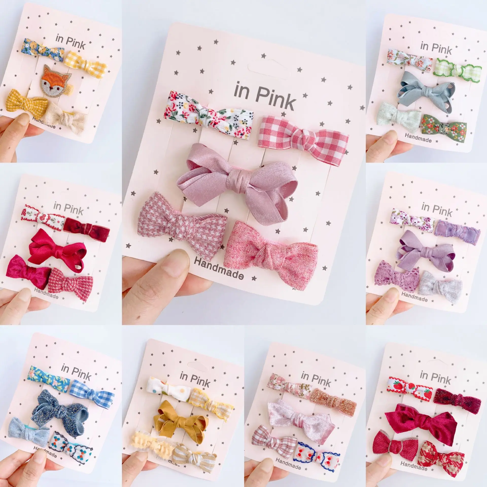 

5pcs/set Girls Kids Hair Accessories Children Lovely Hair Clips Cloth Bows Hairpins Barrettes Headwear Korea Hairgrips