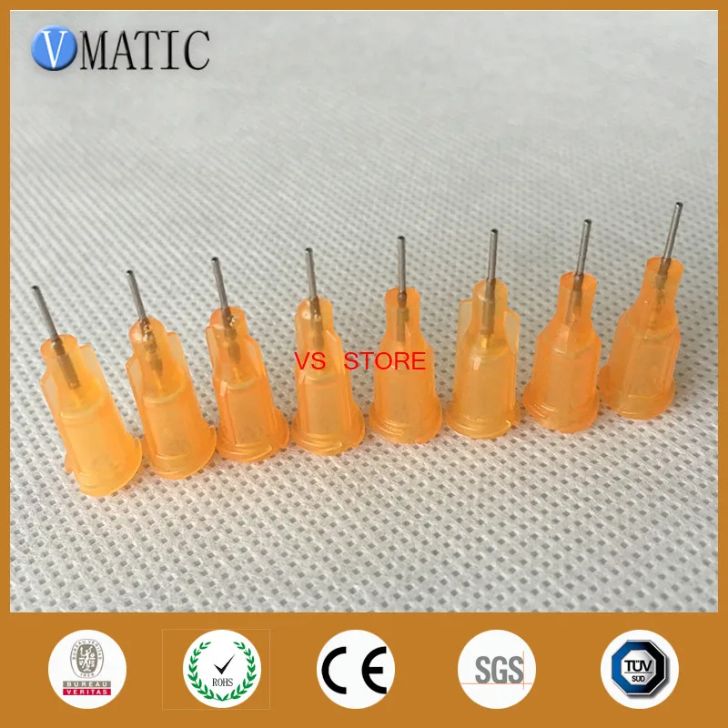 

High Quality Orange Color 100Pcs 23G 1/4'' Inch Stainless Steel Tip Dispensing Screw Needles Syringe Needle Tips