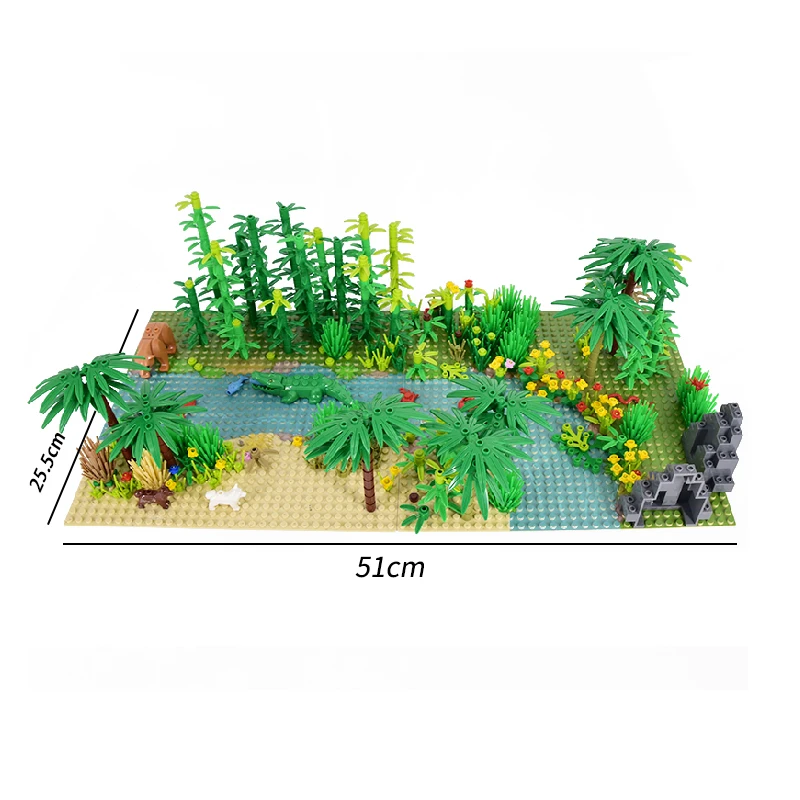 MOC – blocs de construction de forêts tropicales, animaux, dinosaures, blocs de construction, jouets Jurassic World Dino