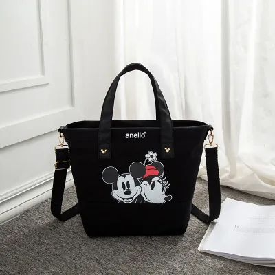 Disney Mickey Mouse Wanita Kanvas Tas Bahu Selempang Kartun Fashion Minnie Tas Besar Kapasitas Shopping + Tas