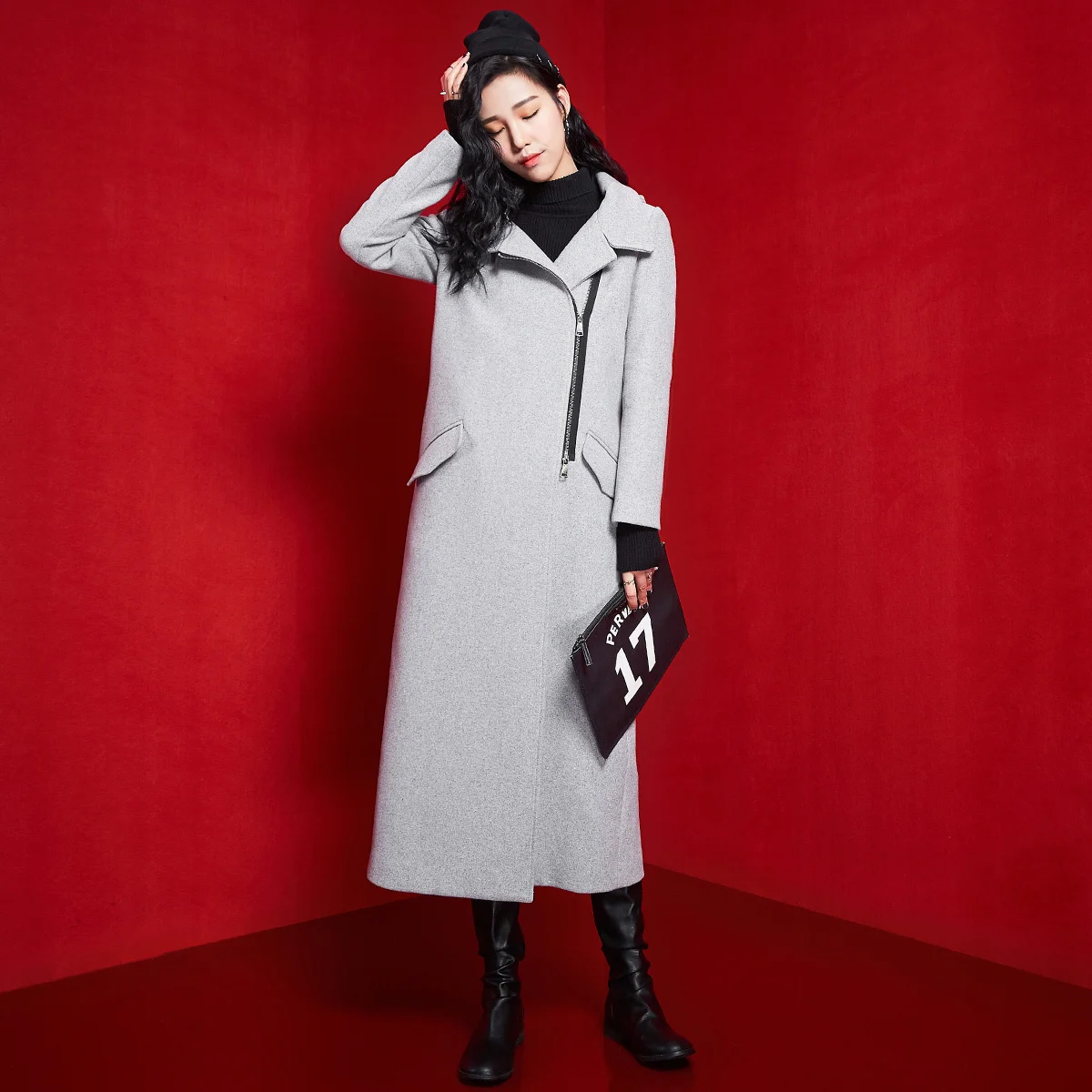 

Wool Coat Women Autumn Winter 2020 Fashion Warm Long Hooded Trench Coats Female Loose Zipper Overcoat Outwear LX2053