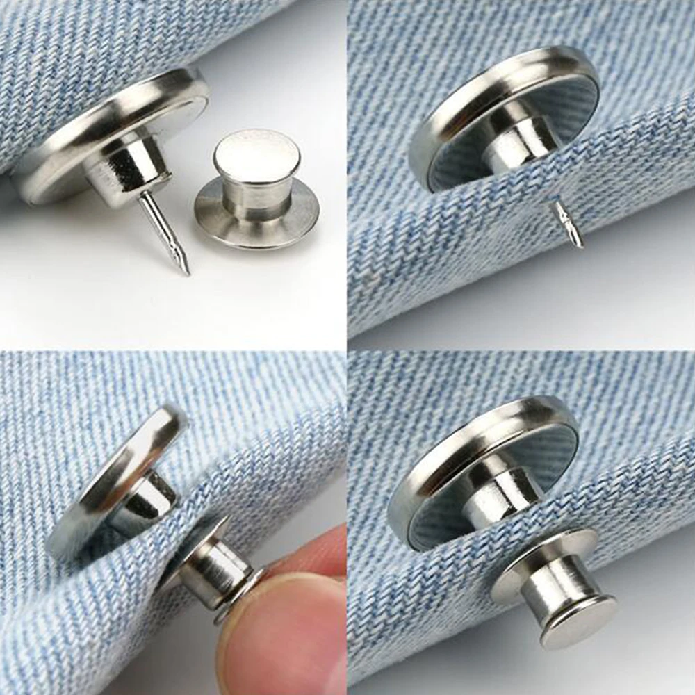 Snap Fastener Metal Pants Buttons for Clothing Jeans Perfect Fit Adjust pin Button self Increase Reduce Waist 17mm Free Sewing