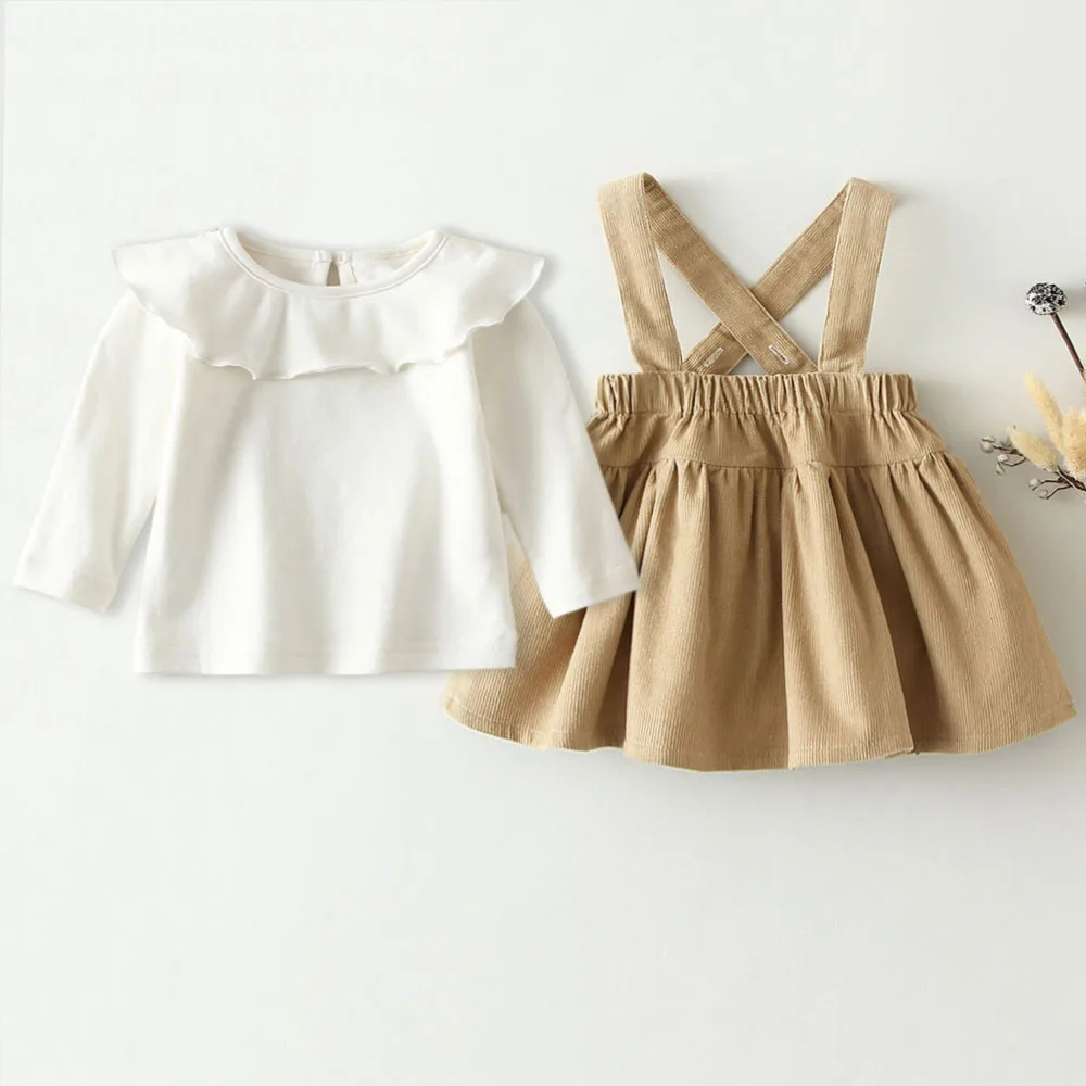 Korean Design Baby Girl Clothes Set Spring Autumn Infant Newborn Baby Girl Clothes Baby Tops Shirt + Dress 2pcs Baby Girl Outfit