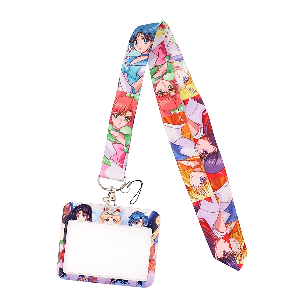 YL772 New Anime Lanyard Credit Card ID Badge Holder Key Ring Bag Student woman Travel Bank Bus Business Card Cover Keychain