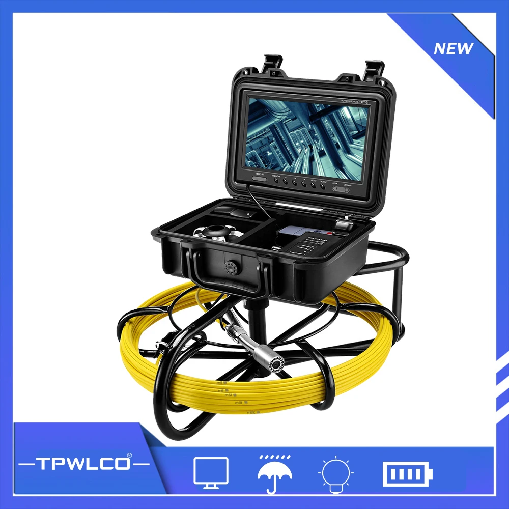 

1000TVL 23mm Endoscope Drain-Sewer Video Camera 9inch LCD Protable Industrial Pipeline Inspection System Support DVR Recorder