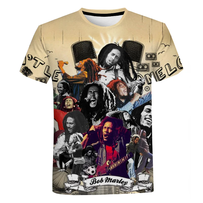 Bob Marley Reggae Style Oversized T-shirt Men Women Hip Hop Fashion Casual Short Sleeve Unisex Harajuku Streetwear Cool T Shirt