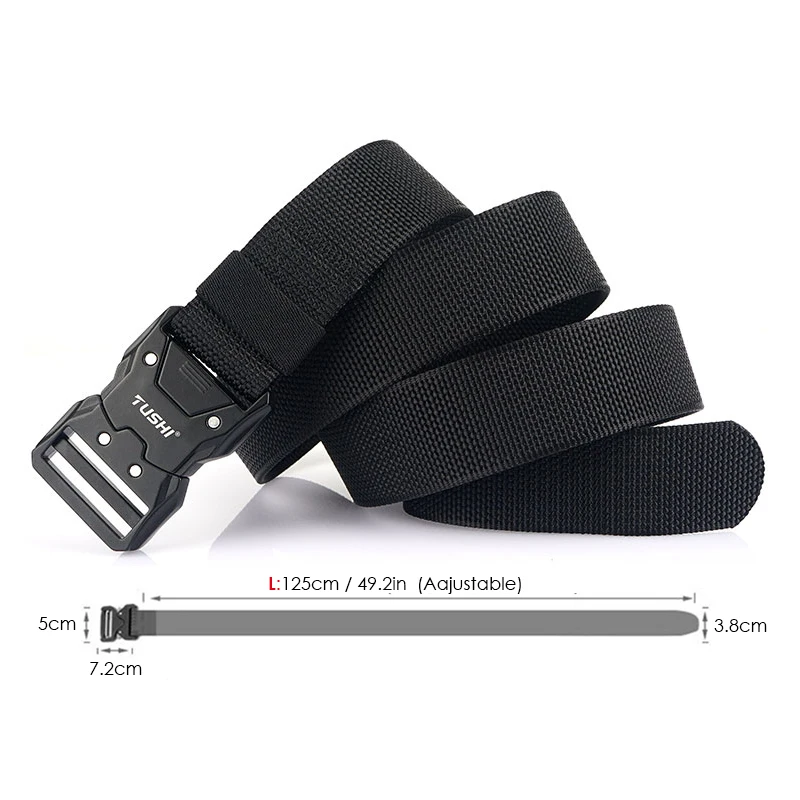 Nouvelle ceinture militaire pour hommes Nylon souple et serré Ceinture extérieure tactique Boucle en métal Libération rapide Ceinture de travail décontractée Ceinture Cadeau masculin