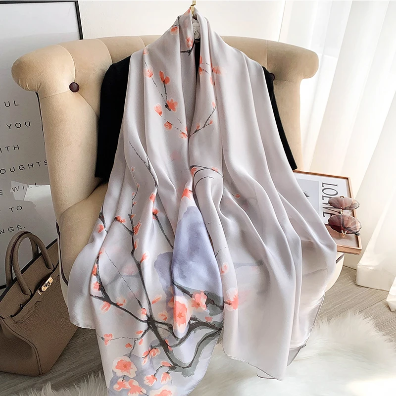 2023 Luxury Brand Silk Scarves Women Fashion Print 180X90CM Scarf Popular Silk Headscarf Lady Sunscreen Beach Quality Shawl