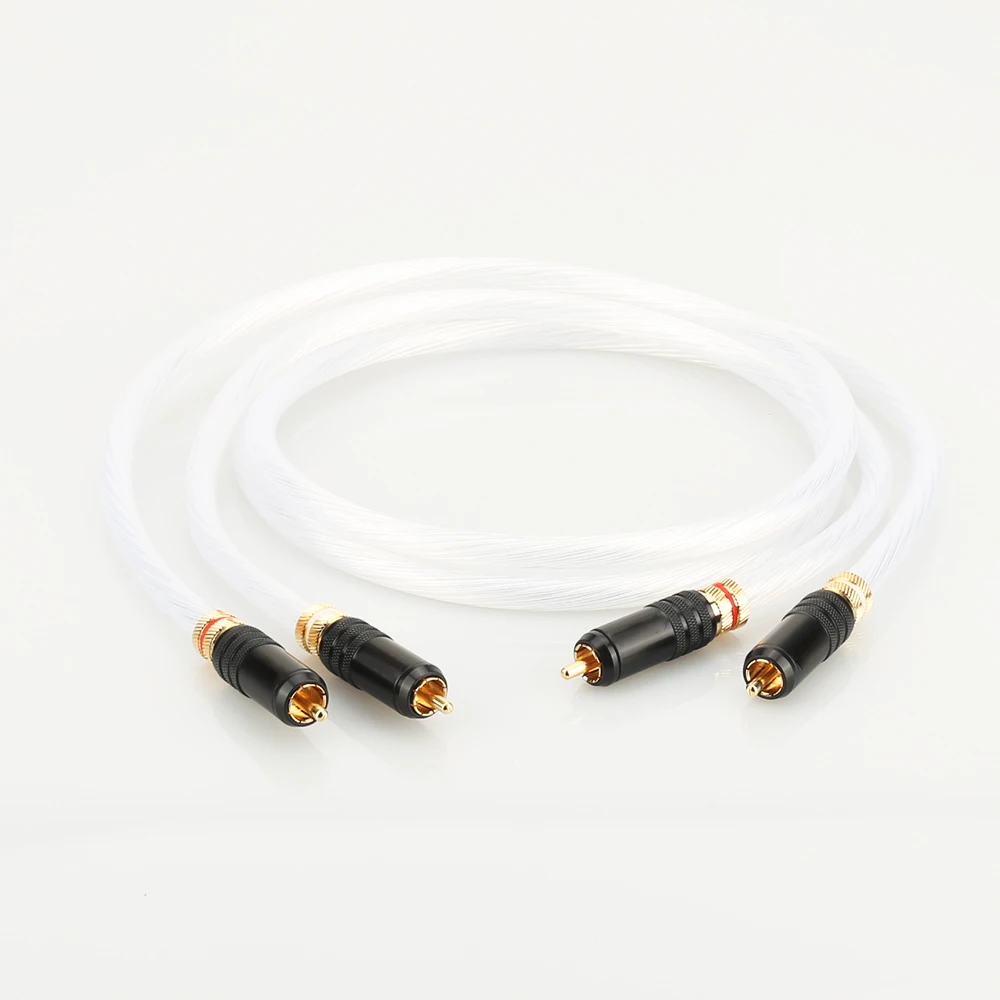 

Pair Silver Plated RCA Audio Cable HIFI RCA Cable Interconnect Audio Cable With RCA Plug Cable for HIFI