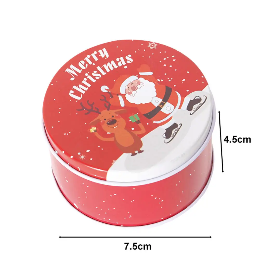 Christmas Tin Gift Box Metal Cookie Box Candy Storage Containers Tinplate Gift Boxes with Lids for Xmas Holiday Party Supplies