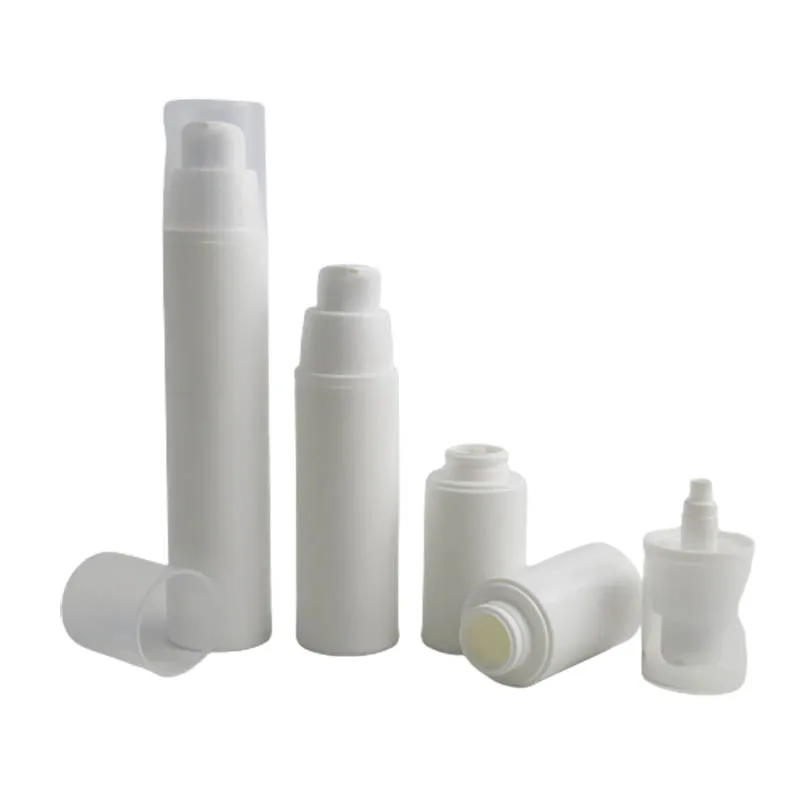 

30 x 15ml 30ml 50ml Airless Lotion Pump Dispensing Bottle 1oz White PP Shampoo Cosmetic Container 1/2OZ Cosmetic packaging