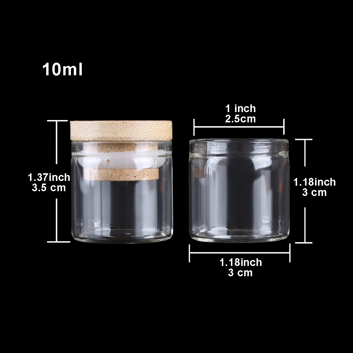 5pcs 10ml Mini Glass Bottles Glass Jars with Bamboo Lids Glass Vials Spice Jars for Wedding Favors Size: 30*30mm