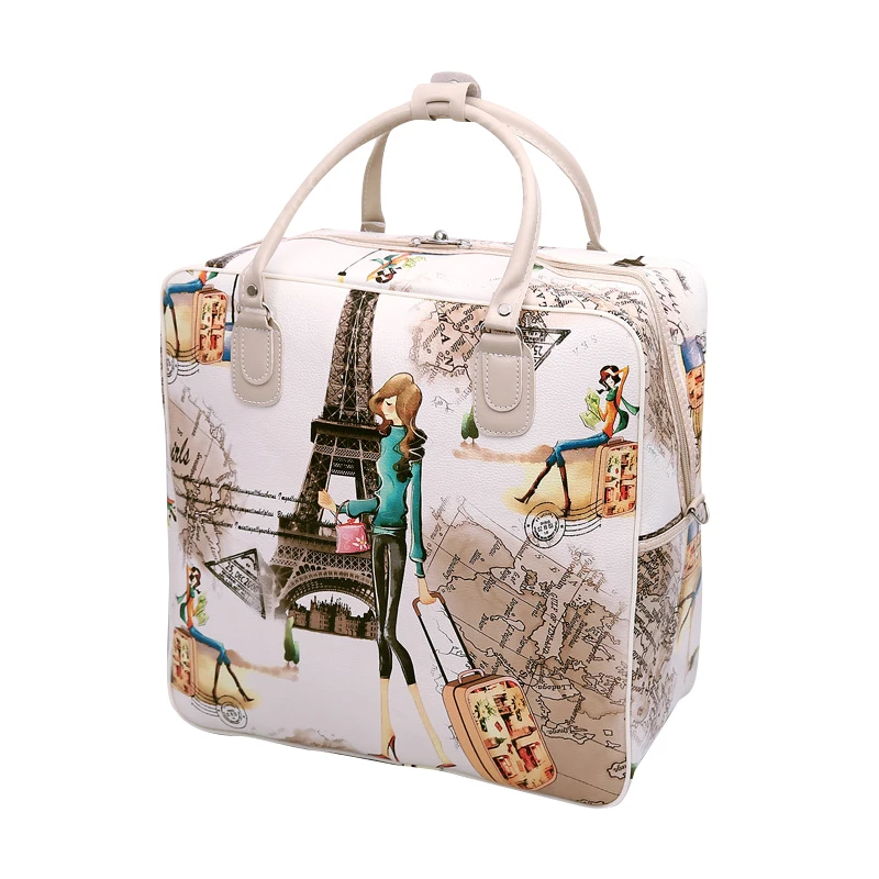 

Female Fashion Printing PU Leather Women Travel Bag Large Capacity Luggage Bags Casual Vintage Tote Bag Dropshippi