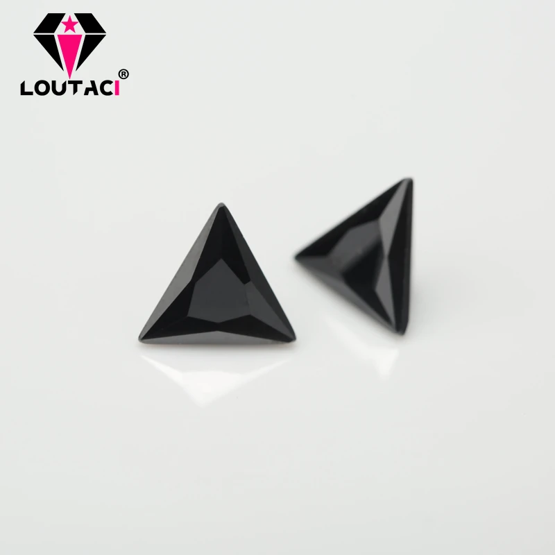 LOUTACI Manufacturers Sell High-Quality Gemstone Directly  Black Color Cubic Zirconia Triangle Shape Small Size3x3-5x5mm