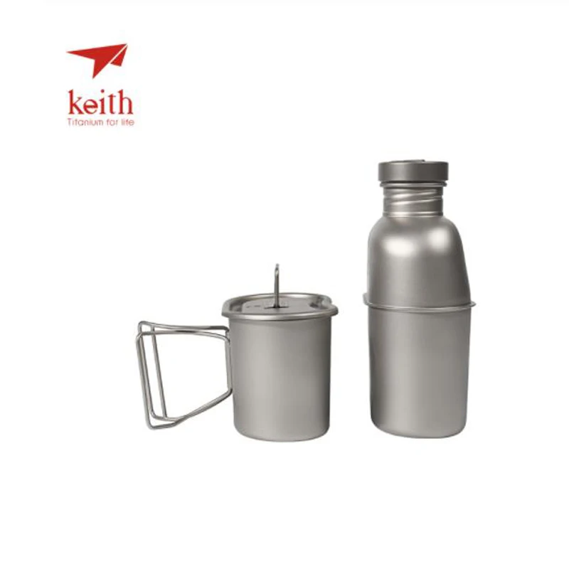 Keith Titanium 1100ml Army Sports Kettle And 700ml Titanium Lunch Box Camping  Water Bottles Water Cooker Ultralight Ti3060