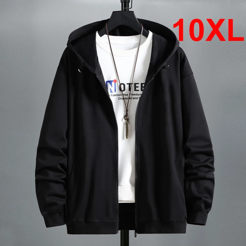 

9XL10XL Plus Size Black Hoodie Jacket Men Autumn Sweatshirt Fashion Solid Color Baggy Hoodies Male Big Size Tops High Quality