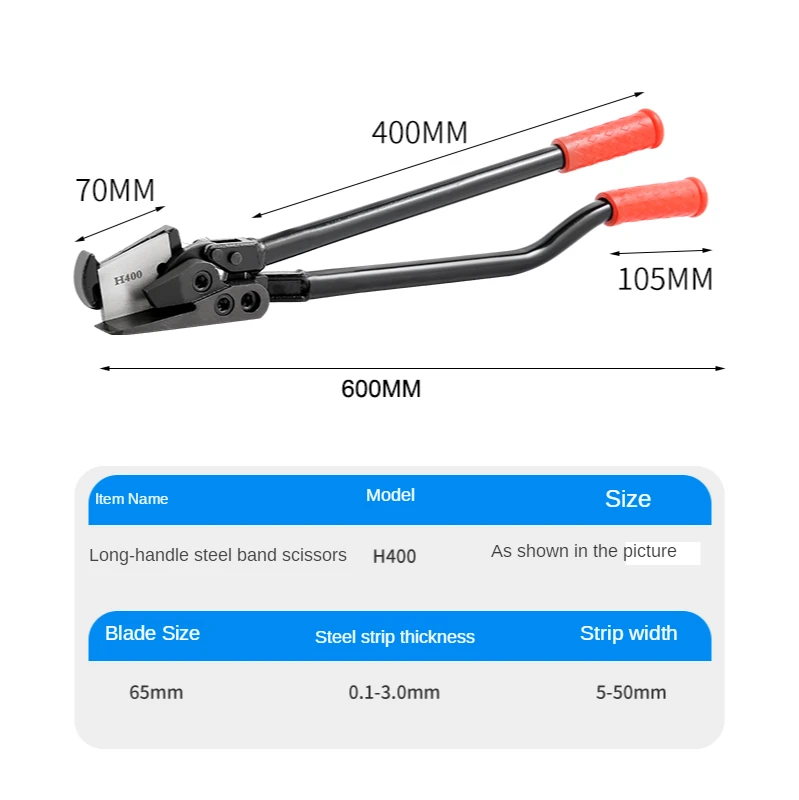 H400 Dài Tay Cầm Thép Không Gỉ Kéo Tín Đóng Gói Ban Nhạc Kéo Không Gỉ Kéo Tín Mở Bao Bì Kéo 24 Inch
