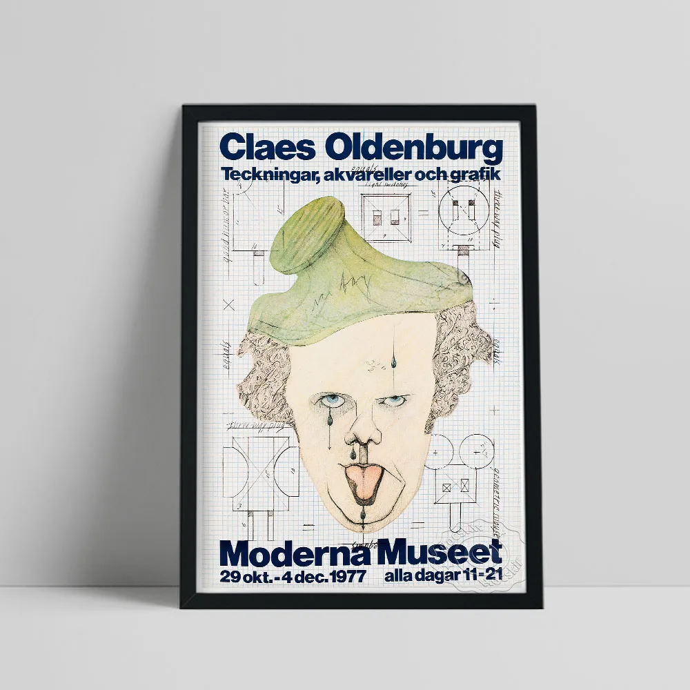 

Claes Oldenburg Exhibition Museum Poster, Scandinavian Print, Funny Claes Oldenburg Self Portrait, Vintage Sweden Wall Stickers