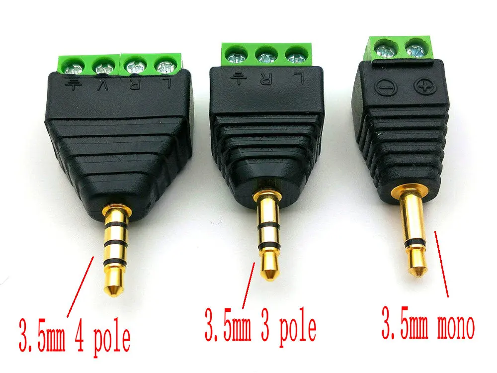 3.5mm mono/3 pole/4 pole plug Screw Terminal Binding Post for Audio Headphones connector