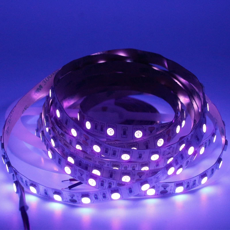 Taśma UV LED do dezynfekcji 5V/12V SMD 3528, długości fali 365NM 395 - 405NM, 0.5 - 5M, fioletowa, elastyczna taśma ultrafioletowa.