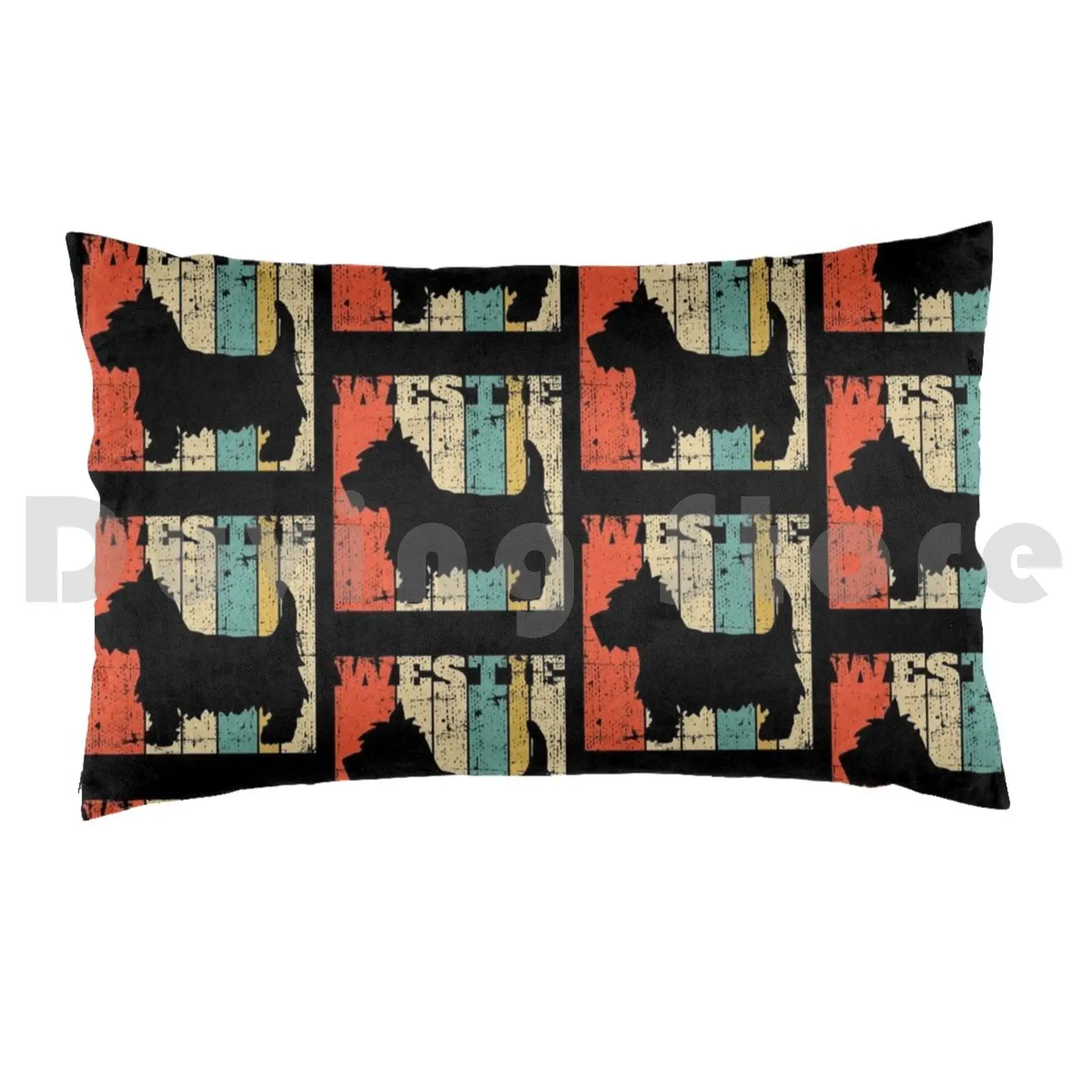 Retro Westie West Highland Terrier Vintage Pillow Case Printed 50x75 Westie Earthy Terrier Highland West