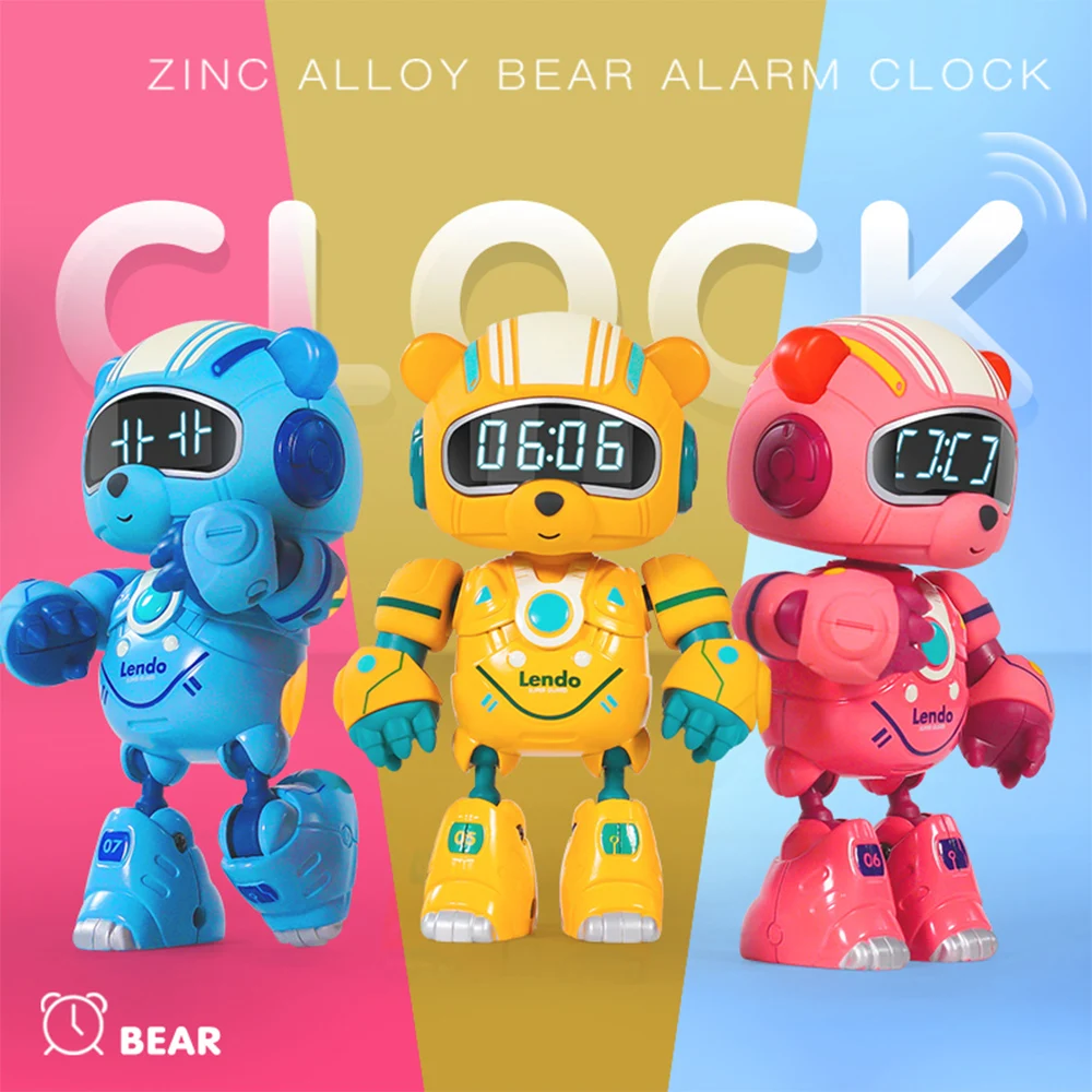 Smart Robot Toy Bear Child Alarm Clock Colorful Night Light Smart Clock With Wake Up Table Clock Kids Gifts Sleep Trainer Lamp