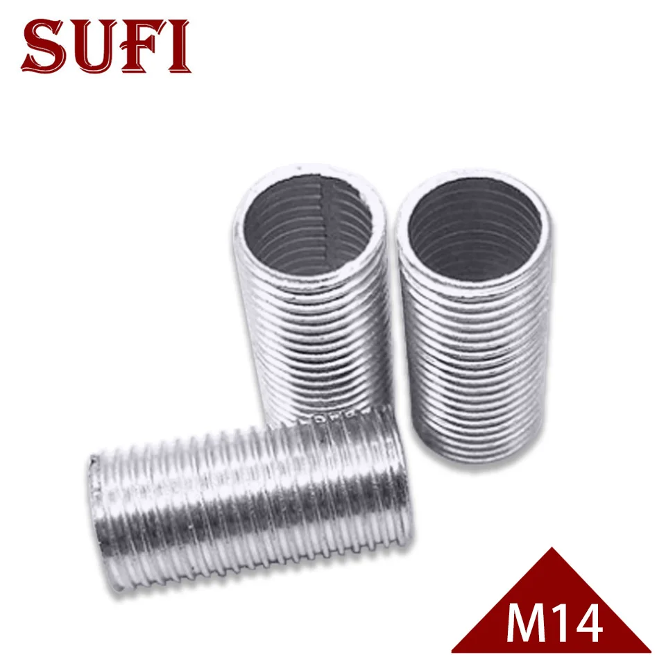 2pcs M14 Tooth Tube 1.0mm Pitch Hollow Core Tooth Tube Threaded Tube Full Tooth Rod Table Lamp Floor Lamp Screw