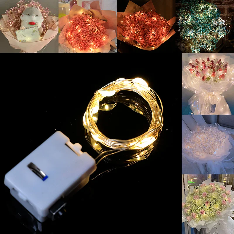 

1M 10LED Copper Wire String Light Three Step Dimming Christmas Garland Fairy Light Flower Cake Gift Box Festival Decoration Lamp