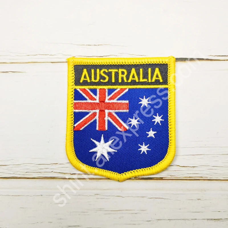 Australia National Flag Embroidery Patches Badge Shield And Square Shape Pin One Set On The Cloth Armband   Backpack  Decoration