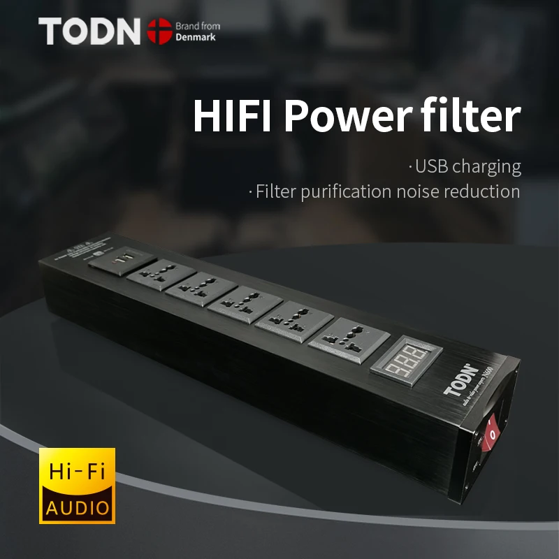 

TODN Audio Noise AC Power Filter Power Conditioner Power Purifier Surge Protection with EU Outlets Power Strip