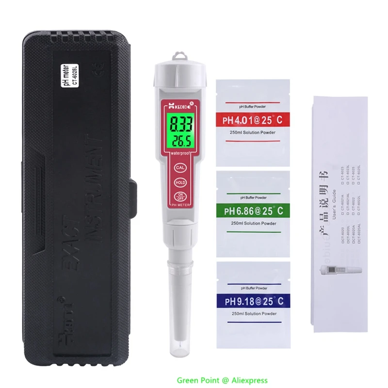 CT-6025L Digital PH Meter High Precision Bifunctional Waterproof Pen Type Tools Portable Value Tester For Aquarium Swimming Pool