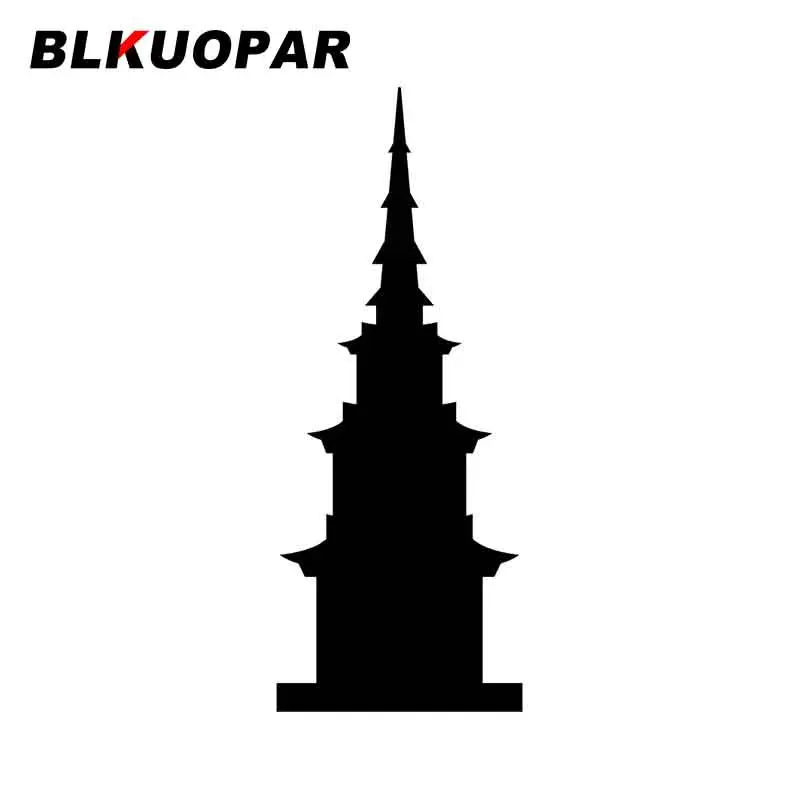 BLKUOPAR for Korean Wooden Pagoda Image Car Stickers Sunscreen Decals Funny Simple Die Cut Surfboard Vehicle Decor Car Goods