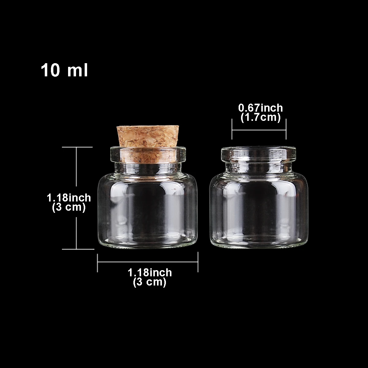 5pcs 10ml 30*30mm Mini Glass bottle with Cork Lids Potion bottles Glass Jars Glass vessels Message Bottles for Wedding party