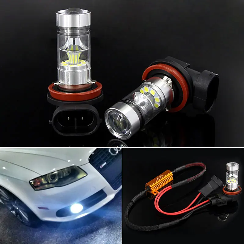 2Pcs  Canbus white H8 H11 LED Fog Light Bulb Car DRL Lamp for Audi A3 8P 8V A4 B6 B8 B5 A6 C6 C5 80 B7 A5 100 A7 A8 Q5 Q7 TT S6