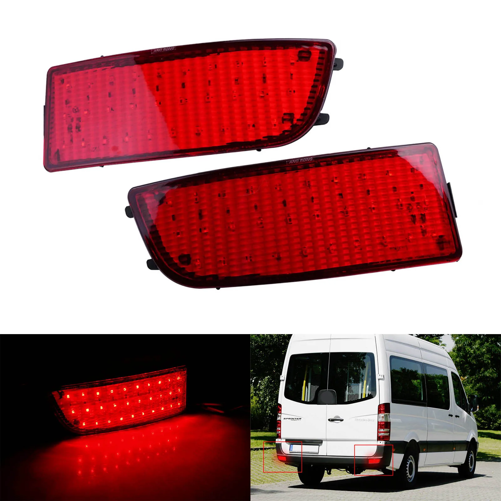 Rear Bumper Reflector LED Tail Brake Light Assembly For Mercedes Sprinter W906 Crafter 2E