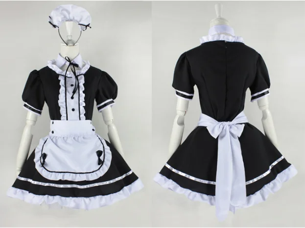 Lolita empregada francesa vestido de empregada para mulheres, Amine Cosplay Costume, garçonete bonito, traje de palco preto, S-5XL Tamanhos, 2022